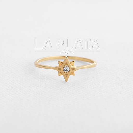 [AN249] ANILLO ESTRELLAS LISAS CON CIRCON EN MEDIO