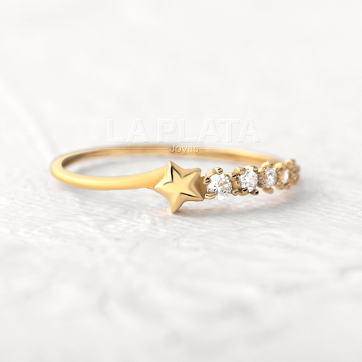 ANILLO ESTRELLAS LISOS CON CIRCONES