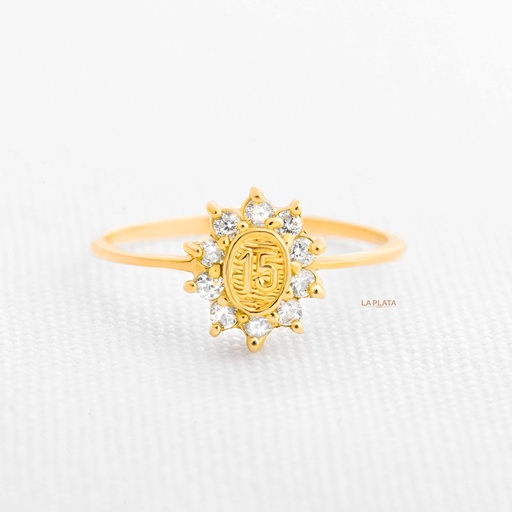 [AN278] ANILLO 15 SOL CIRCONADO 