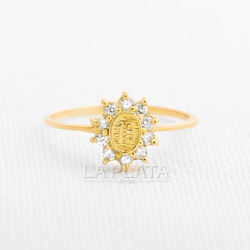 [AN278] ANILLO 15 SOL CIRCONADO 