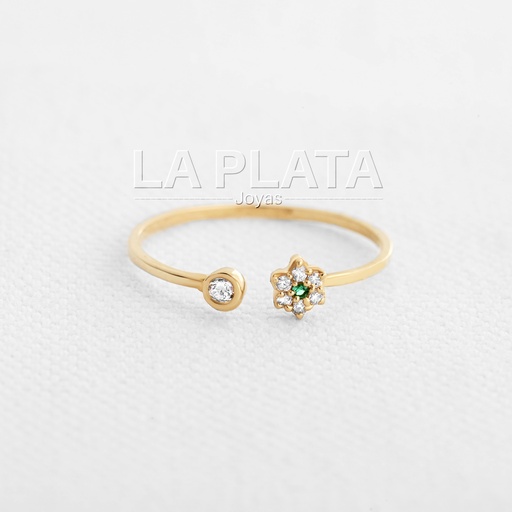 ANILLO ABIERTO FLOR Y CIRCON
