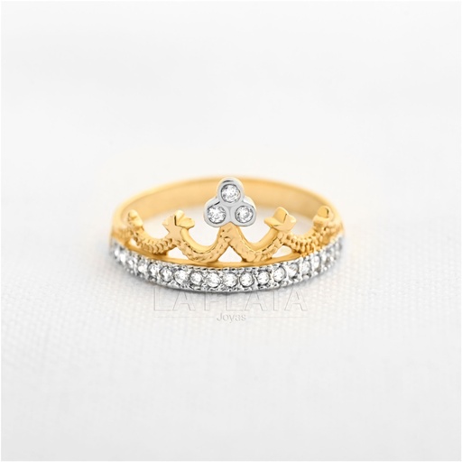 [AN489] ANILLO CORONA ORO BLANCO Y AMARILLO