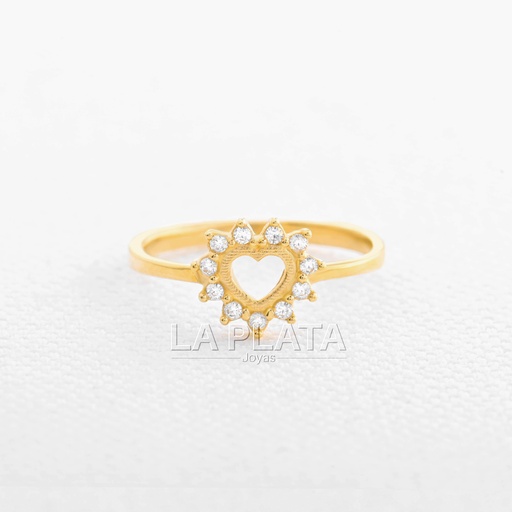 ANILLO CORAZON CIRCONADO 