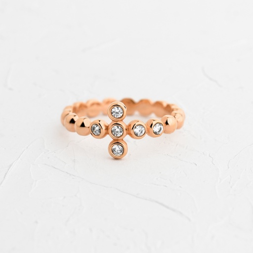 [AN541] ANILLO CIRCÓN CRUZ ORO ROSA