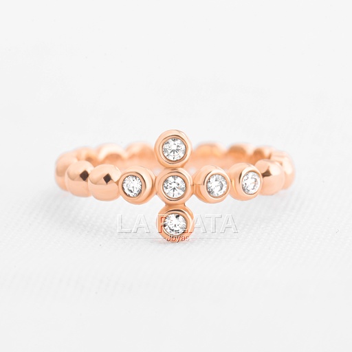 [AN541] ANILLO CRUZ ORO ROSA