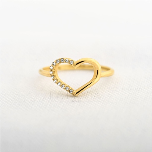 [AN548] ANILLO CORAZON MITAD CIRCONADO 
