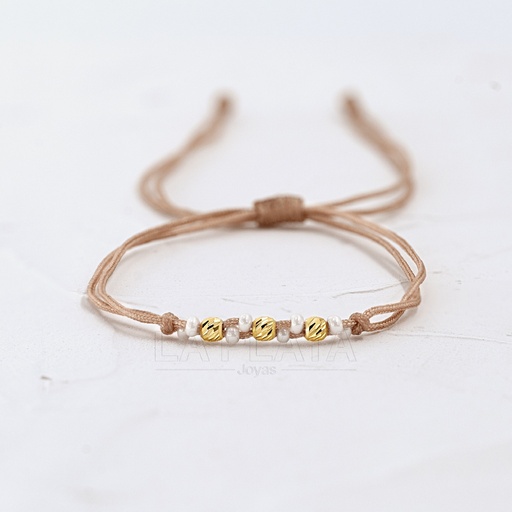 PULSERA DE HILO CON 3 BALINES DIAMANTADOS