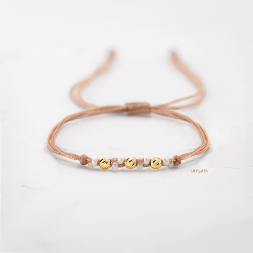 PULSERA DE HILO CON 3 BALINES DIAMANTADOS