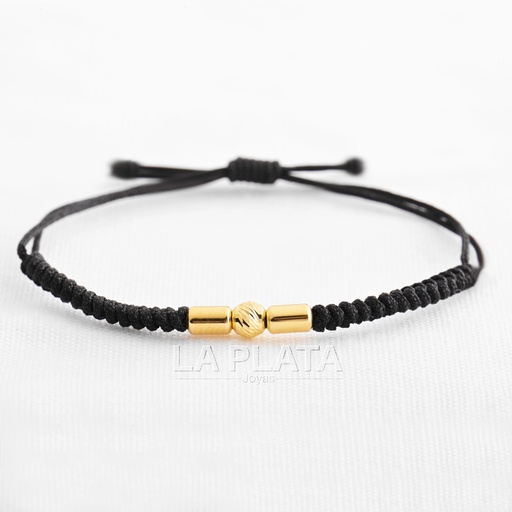 PULSERA DE HILO CON CILINDRO Y BALIN DIAMANTADO