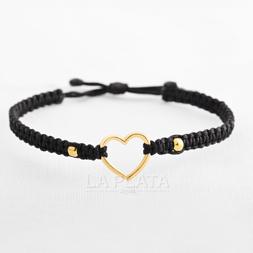 PULSERA DE HILO SILUETA DE CORAZON CON BALINES