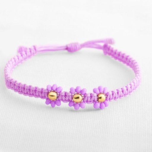 PULSERA DE HILO EN FORMA DE FLOR CON 3 BALINES