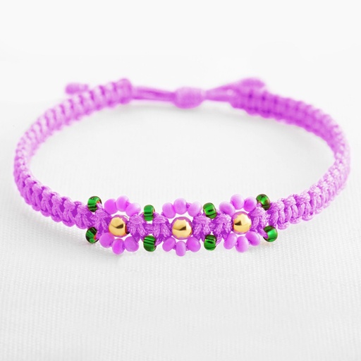 PULSERA DE HILO EN FORMA DE FLOR CON RAMA