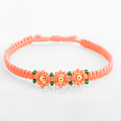 PULSERA DE HILO EN FORMA DE FLOR CON RAMA
