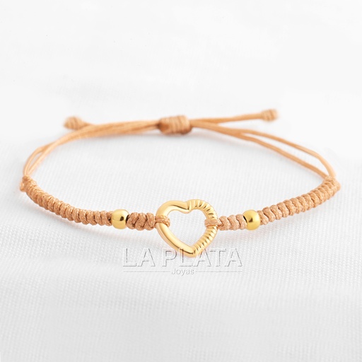 PULSERA DE HILO CORAZON RANURADO EN UN LADO