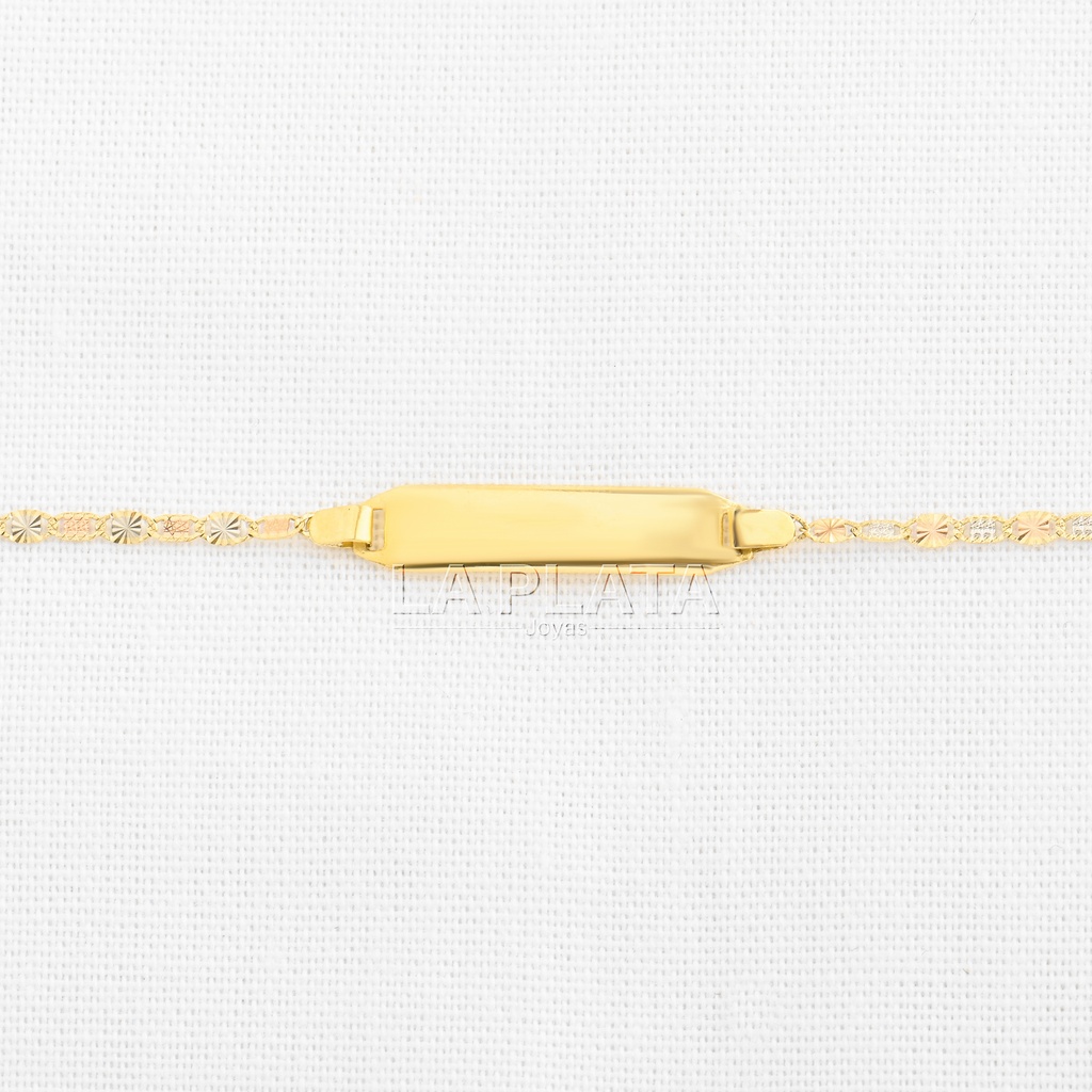 PULSERA BEBE CON PLACA TEJIDO PLANO DIAMANTADA
