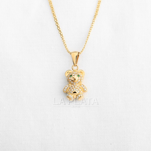 [DN1020] DIJE OSO CIRCONADO OJOS VERDES