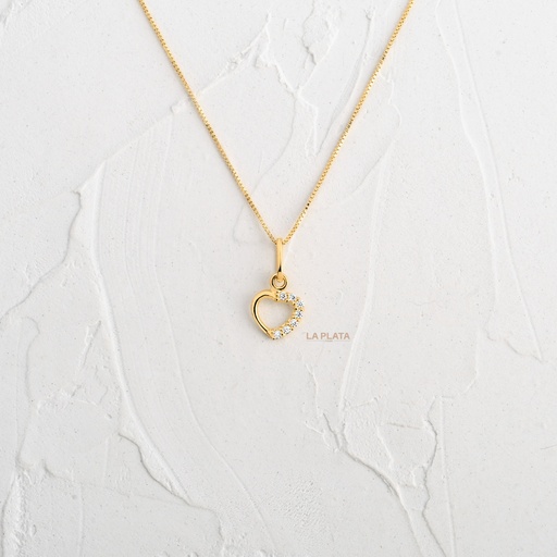 [DN994] DIJE CORAZON MITAD LISO MITAD CIRCONADO