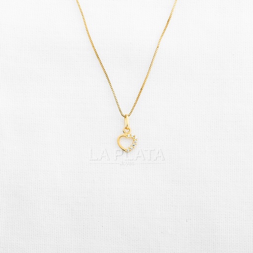 [DN994] DIJE CORAZON MITAD LISO MITAD CIRCONADO