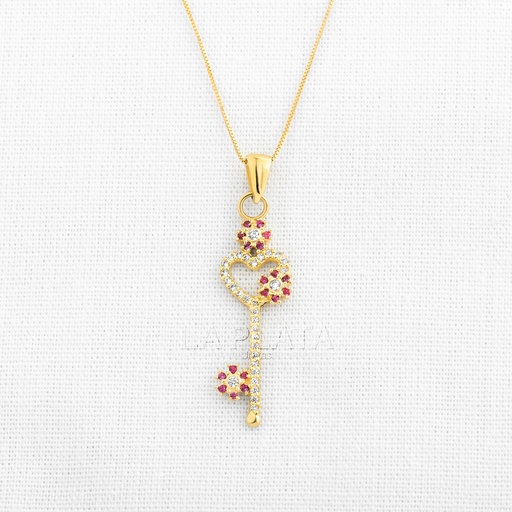 [DN998] DIJE LLAVE CON CORAZON CIRCONADO
