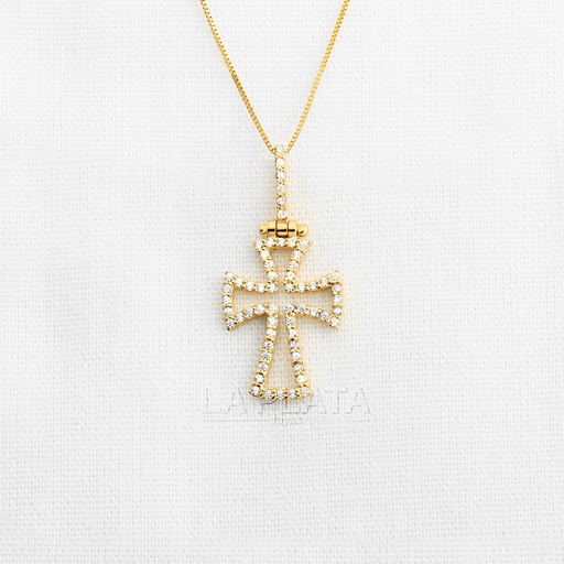 DIJE CRUZ PUNTAS ANCHAS CIRCONADA