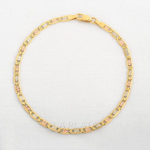 PULSERA ITALIANA TEJIDO PLANA 3 OROS