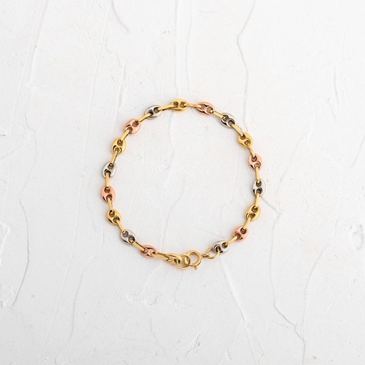 [PN07] PULSERA NACIONAL ESLABON MINI TRES OROS