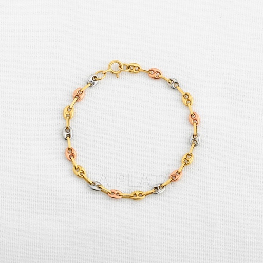 PULSERA NACIONAL ESLABON MINI TRES OROS