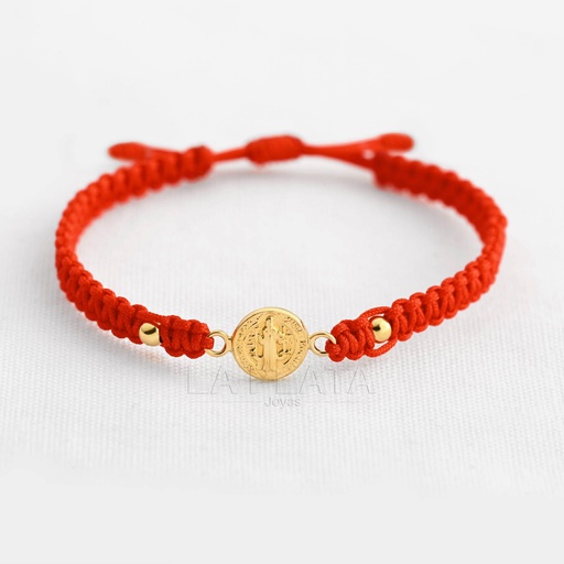 [PH949] PULSERA SAN BENITO PLANO CON DOS ESFERAS