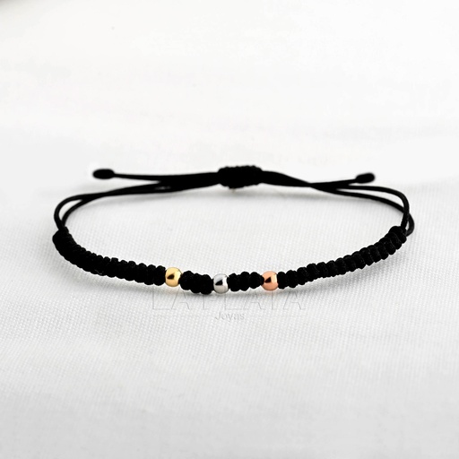 [PH956] PULSERA DE HILO CON BALINES 3 OROS