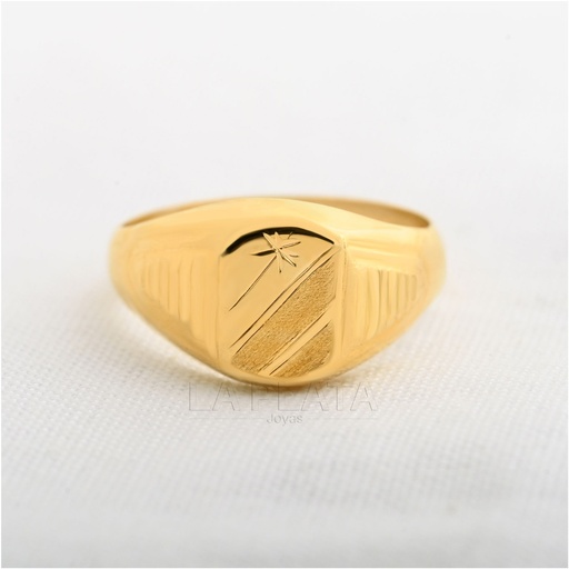 [AN1036] ANILLO HOMBRE RAYAS MATEADAS UNA ESTRELLA