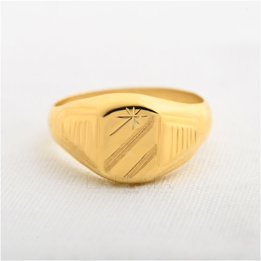 [AN1038] ANILLO HOMBRE DOS RAYAS UNA ESTRELLA