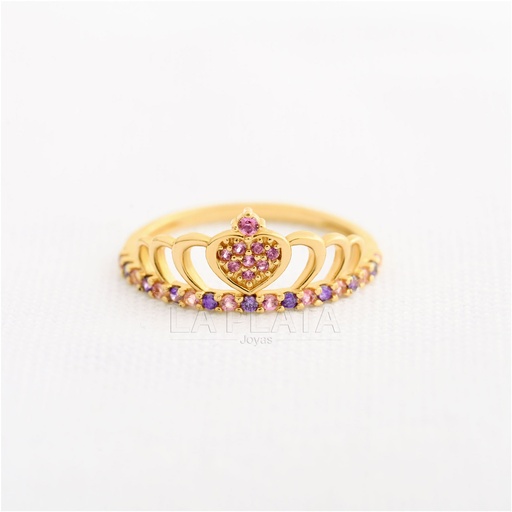 [AN938] ANILLO 15 CORONA ROSA CELESTE
