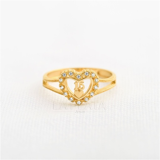 [AN1055] ANILLO 15 CORAZON CIRCONADO