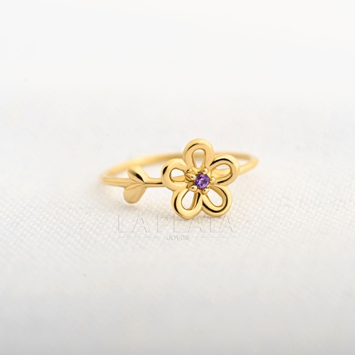 [AN1107] ANILLO CIRCON FLOR SUTIL