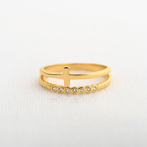 ANILLO CIRCON DOBLE DE CRUZ