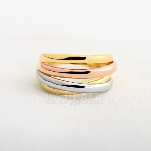 [AN1197] ANILLO LAZOS DE TRES OROS