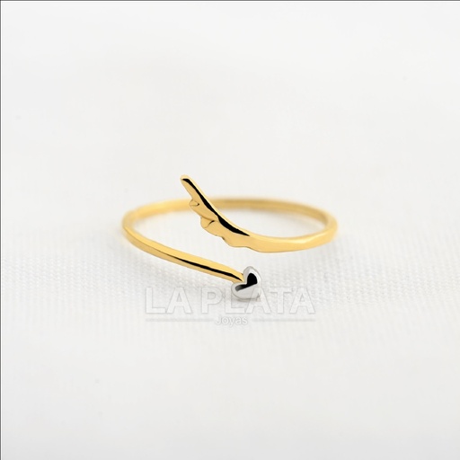 [AN1208] ANILLO PLUMA Y CORAZON BLANCO