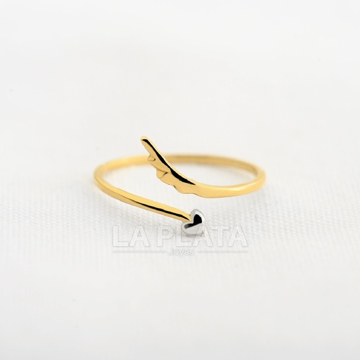 [AN1208] ANILLO PLUMA Y CORAZON BLANCO