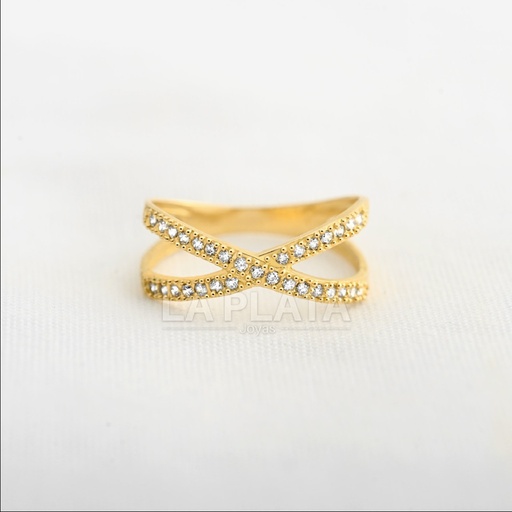 ANILLO CIRCON CRUZADO INFINITO