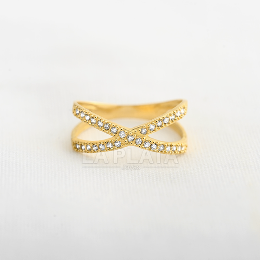 ANILLO CIRCON CRUZADO INFINITO