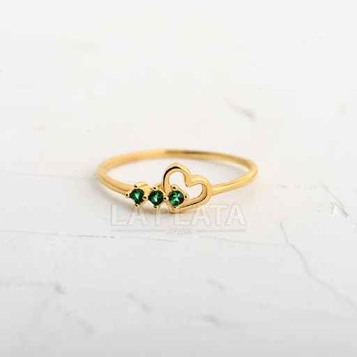 ANILLO CIRCON TRIPLE CON CORAZON
