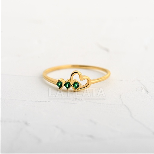 ANILLO CIRCON TRIPLE CON CORAZON