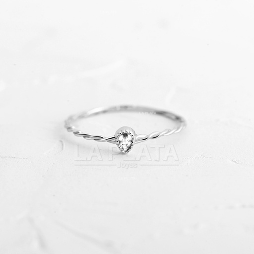 ANILLO CIRCON GOTITA ORO BLANCO