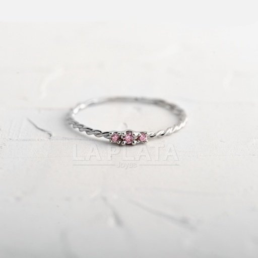 ANILLO CIRCON RANURADO ORO BLANCO