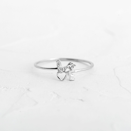 ANILLO LO-VE CON CIRCÓN ORO BLANCO