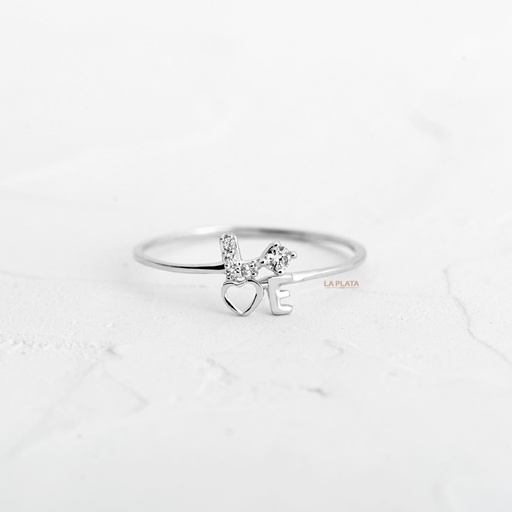 ANILLO LO-VE CON CIRCON ORO BLANCO