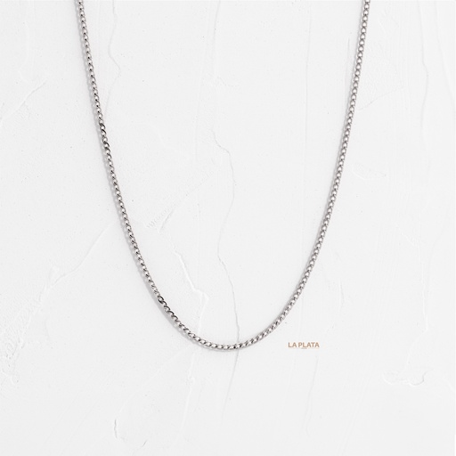[CI212] CADENA MINICUBANA ORO BLANCO 45CM