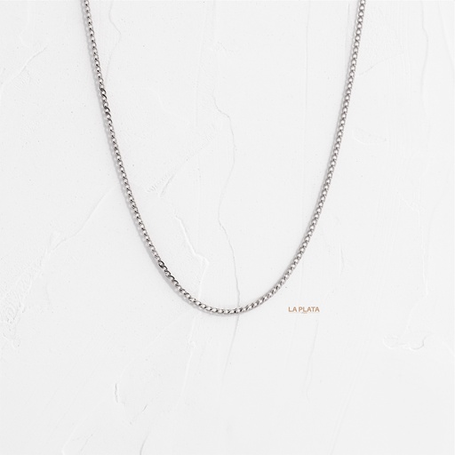 [CI213] CADENA MINICUBANA ORO BLANCO 40CM