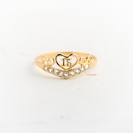 [AN1374] ANILLO 15 CORAZON Y CIRCONES