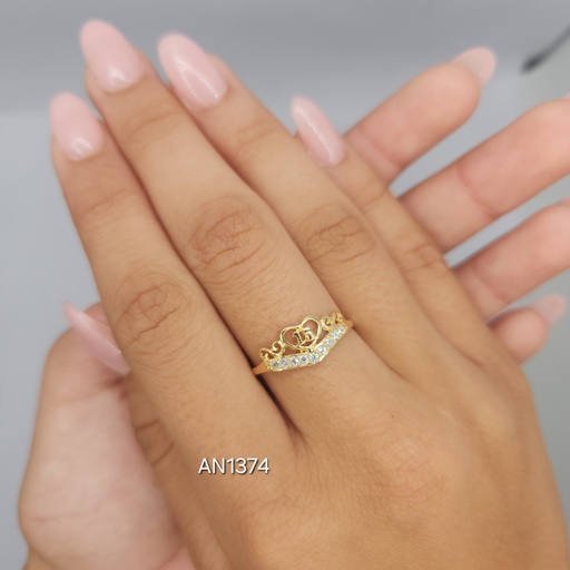 ANILLO 15 CORAZON Y CIRCONES
